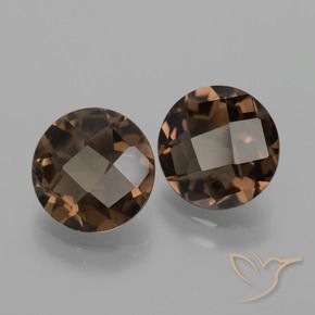 3.16 ctw Brown Smoky Quartz Stones, Natural Smoky Quartz in Round Checkerboard Shape for Sale