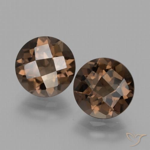 3.49 ct Round Checkerboard Smoky Quartz, 8.1 mm From Brazil, Photo A