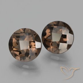 3.49 ctw Brown Smoky Quartz Stones, Natural Smoky Quartz in Round Checkerboard Shape for Sale