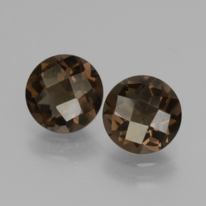 3.12 ct Brown Smoky Quartz Gemstone, Smoky Quartz Gem in Round Checkerboard Shape for Sale.