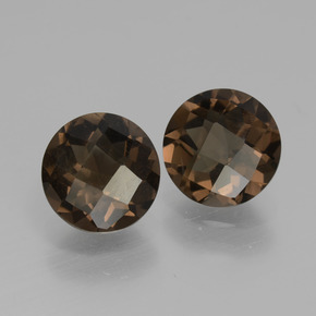 3.12 ct Brown Smoky Quartz Stone, Natural Smoky Quartz in Round Checkerboard Shape for Sale