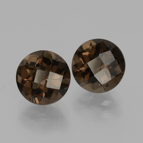3.77 ctw Brown Smoky Quartz Stones, Natural Smoky Quartz in Round Checkerboard Shape for Sale
