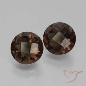 3.62 ctw Brown Smoky Quartz Stones, Natural Smoky Quartz in Round Checkerboard Shape for Sale
