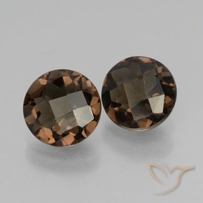 3.21 ctw Brown Smoky Quartz Stones, Natural Smoky Quartz in Round Checkerboard Shape for Sale