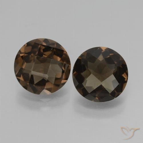3.29 ct Round Checkerboard Smoky Quartz, 8.1 mm From Brazil, Photo A