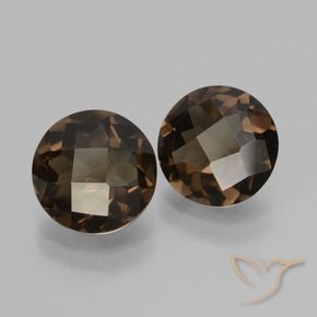 3.29 ctw Brown Smoky Quartz Stones, Natural Smoky Quartz in Round Checkerboard Shape for Sale