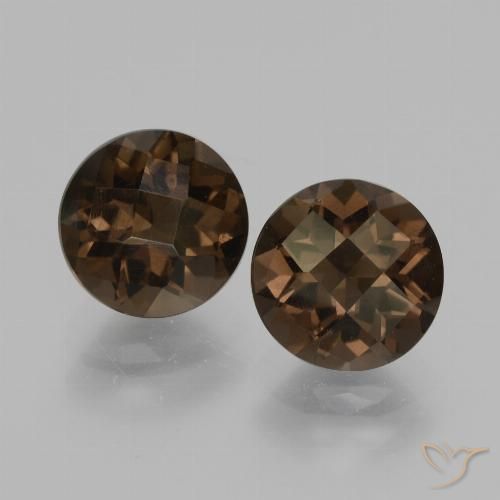 3.42 ct Round Checkerboard Smoky Quartz, 7.9 mm From Brazil, Photo A