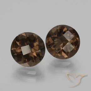 3.42 ctw Brown Smoky Quartz Stones, Natural Smoky Quartz in Round Checkerboard Shape for Sale