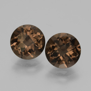 Dark Brown Smoky Quartz Gem - 1.8ct Round Checkerboard (ID: 428578)