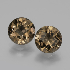 3.59 ctw Brown Smoky Quartz Gemstones, Smoky Quartz Gems in Round Checkerboard Shape for Sale.
