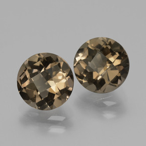 3.59 ctw Brown Smoky Quartz Stones, Natural Smoky Quartz in Round Checkerboard Shape for Sale