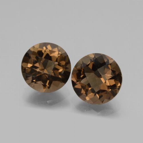 Hickory Brown Smoky Quartz Gem - 1.8ct Round Checkerboard (ID: 428592)