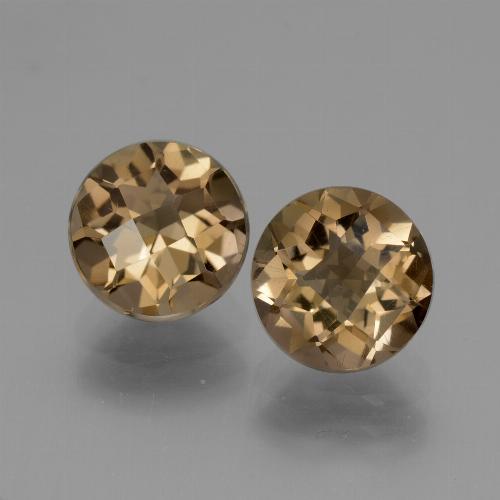 Medium-Dark Brown Дымчатый Кварц Камень - 1.9ct Круглая Шахматная Огранка (ID: 428597)