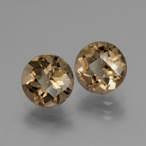 3.76 ctw Brown Smoky Quartz Stones, Natural Smoky Quartz in Round Checkerboard Shape for Sale