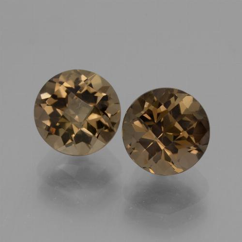 Warm Brown Smoky Quartz Gem - 2.1ct Round Checkerboard (ID: 428598)