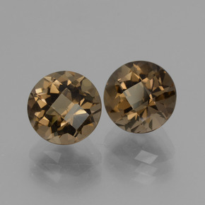 4.14 ctw Brown Smoky Quartz Stones, Natural Smoky Quartz in Round Checkerboard Shape for Sale