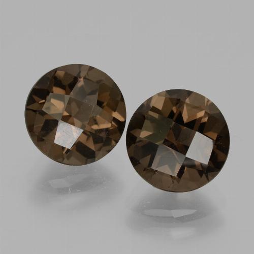 Dark Brown Smoky Quartz Gem - 2ct Round Checkerboard (ID: 436886)