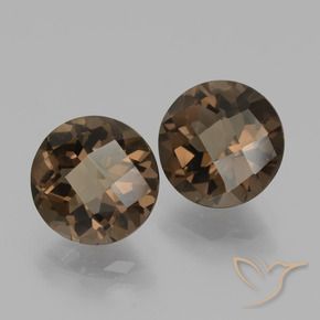 3.67 ctw Brown Smoky Quartz Stones, Natural Smoky Quartz in Round Checkerboard Shape for Sale
