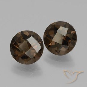 3.51 ctw Brown Smoky Quartz Stones, Natural Smoky Quartz in Round Checkerboard Shape for Sale