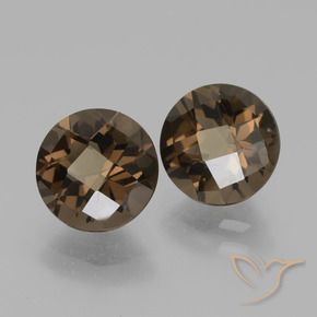 3.62 ctw Brown Smoky Quartz Stones, Natural Smoky Quartz in Round Checkerboard Shape for Sale
