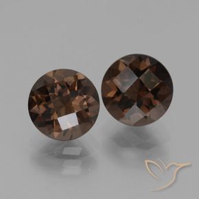 3.83 ctw Brown Smoky Quartz Stones, Natural Smoky Quartz in Round Checkerboard Shape for Sale