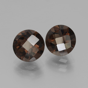 3.63 ctw Brown Smoky Quartz Stones, Natural Smoky Quartz in Round Checkerboard Shape for Sale