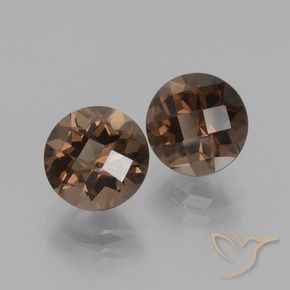 4.00 ctw Brown Smoky Quartz Stones, Natural Smoky Quartz in Round Checkerboard Shape for Sale