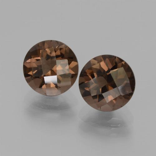 Hickory Brown Smoky Quartz Gem - 1.9ct Round Checkerboard (ID: 436995)