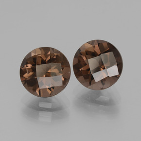 3.76 ctw Brown Smoky Quartz Stones, Natural Smoky Quartz in Round Checkerboard Shape for Sale