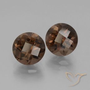 4.11 ctw Brown Smoky Quartz Stones, Natural Smoky Quartz in Round Checkerboard Shape for Sale