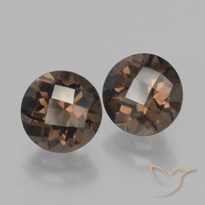 3.64 ctw Brown Smoky Quartz Stones, Natural Smoky Quartz in Round Checkerboard Shape for Sale