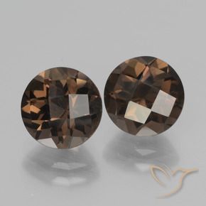 3.77 ctw Brown Smoky Quartz Stones, Natural Smoky Quartz in Round Checkerboard Shape for Sale