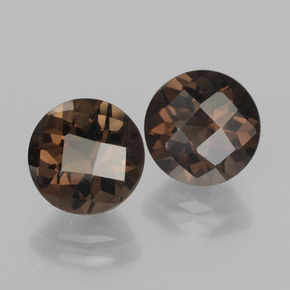 3.82 ctw Brown Smoky Quartz Stones, Natural Smoky Quartz in Round Checkerboard Shape for Sale