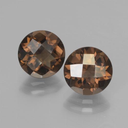 Medium Brown Smoky Quartz Gem - 1.8ct Round Checkerboard (ID: 437207)