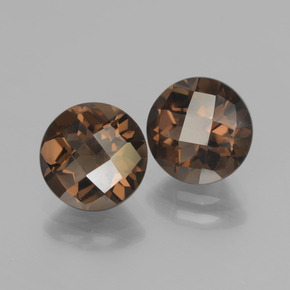 3.60 ctw Brown Smoky Quartz Stones, Natural Smoky Quartz in Round Checkerboard Shape for Sale