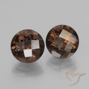 3.70 ctw Brown Smoky Quartz Stones, Natural Smoky Quartz in Round Checkerboard Shape for Sale