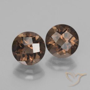 3.78 ctw Brown Smoky Quartz Stones, Natural Smoky Quartz in Round Checkerboard Shape for Sale