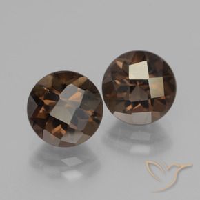 4.13 ctw Brown Smoky Quartz Stones, Natural Smoky Quartz in Round Checkerboard Shape for Sale