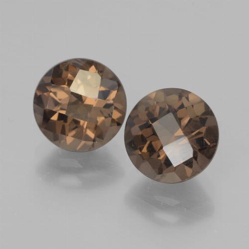2 pièces assorties Quartz Fumé Brun Tour de taille 8,1mm, poids total de 3,9 ct / moyenne de 1,95 ct chacune, Brun caryer avec pureté VS, pierre gemme naturelle Non traité, dureté de Mohs 7 convient aux bijoux de tous les jours, pierre de sagesse, Photo A