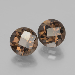 3.90 ctw Brown Smoky Quartz Stones, Natural Smoky Quartz in Round Checkerboard Shape for Sale