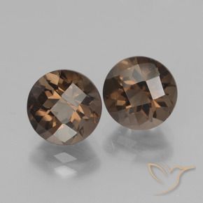 3.91 ctw Brown Smoky Quartz Stones, Natural Smoky Quartz in Round Checkerboard Shape for Sale