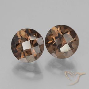 3.97 ctw Brown Smoky Quartz Stones, Natural Smoky Quartz in Round Checkerboard Shape for Sale