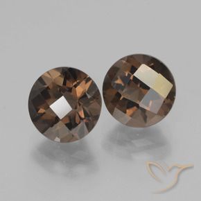 3.85 ctw Brown Smoky Quartz Stones, Natural Smoky Quartz in Round Checkerboard Shape for Sale