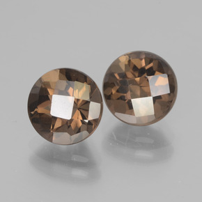 4.01 ctw Brown Smoky Quartz Stones, Natural Smoky Quartz in Round Checkerboard Shape for Sale