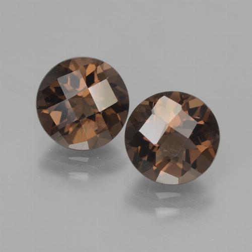 Hickory Brown Smoky Quartz Gem - 1.8ct Round Checkerboard (ID: 437217)