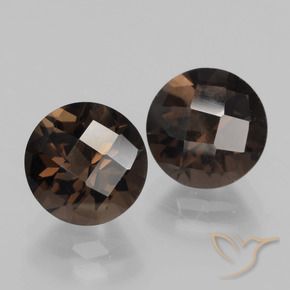 3.89 ctw Brown Smoky Quartz Stones, Natural Smoky Quartz in Round Checkerboard Shape for Sale