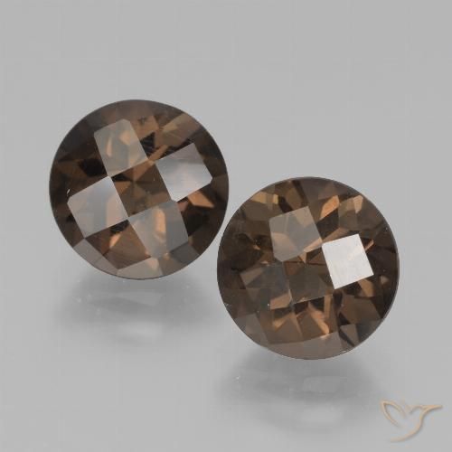 3.74 ct Round Checkerboard Smoky Quartz, 8.1 mm From Brazil, Photo A