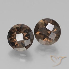 3.74 ctw Brown Smoky Quartz Stones, Natural Smoky Quartz in Round Checkerboard Shape for Sale