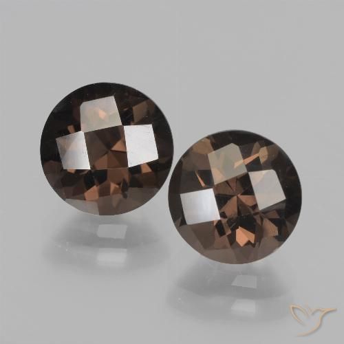 3.63 ct Round Checkerboard Smoky Quartz, 8.1 mm From Brazil, Photo A