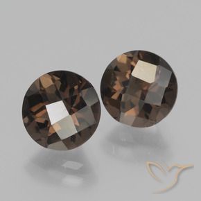 3.83 ctw Brown Smoky Quartz Stones, Natural Smoky Quartz in Round Checkerboard Shape for Sale